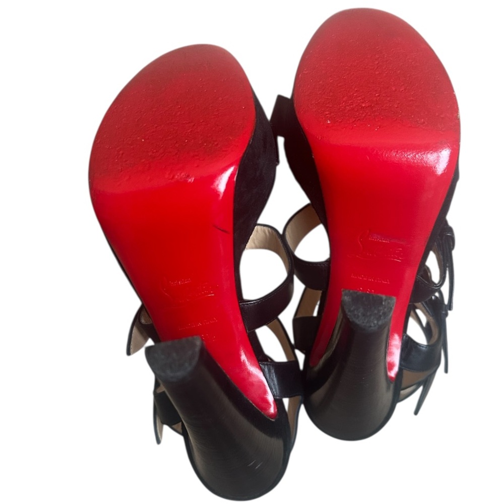 Christian Louboutin Black Strappy Cage Platform Sandals with Red Soles - Picture 7 of 9